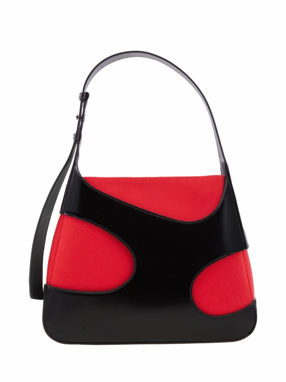 Salvatore Ferragamo Red and Black Panel Shoulder Bag